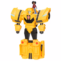 Transformers - EarthSpark, action figure di Bumblebee Spin Changer con action figure di Mo Malto, 6 anno/i, Plastica, Giallo
