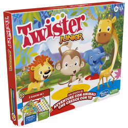 Hasbro Gaming Twister Junior, gioco in scatola, tappetino da gioco fronte-retro, 2 giochi in 1, gioco per bambini e bambine