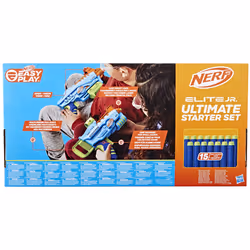 Nerf Elite Jr. Set Ultimate Starter, 2 blaster in gommapiuma facili da usare, 15 dardi Elite, 2 bersagli, per giochi all'aperto - Vista aggiuntiva 5
