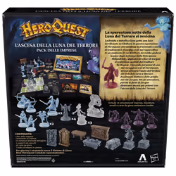 Avalon Hill , HeroQuest, pack delle imprese L'Ascesa della Luna e del Terrore, dai 14 anni in su, da 2 a 5 giocatori, richiede il Sistema di Gioco Base HeroQuest per poter giocare