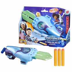 Nerf Transformers EarthSpark, Cyber-Sleeve, blaster giocattolo, con dardi in gommapiuma