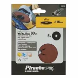 Dischi abrasivi 115 mm per smerigliatrici angolari Grana 80 pz 5 Black e decker I dischi abrasivi Black+Decker da 115 mm con ...