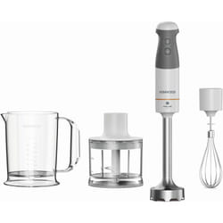 Kenwood - Frullatore ad Immersione HBM40.302WH, Sistema TriBlade con 3 Lame, 1 Velocità+Turbo, Asta in Metallo Lunga 20 cm, Inclusi Frusta a Filo,