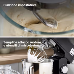 Kenwood KMX750AB sbattitore Sbattitore con base 1000 W Nero, Argento - Vista aggiuntiva 4