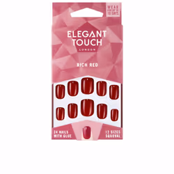 Polished Colour nails with glue squoval #rich red