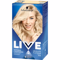 Schwarzkopf Live Color 00A, Biondo, 00A, Absolute Platinum, Donna, Per tutti i tipi di capelli, Trattiene il colore, A lunga  ...