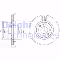 Dischi freno DELPHI BG2872, anteriore, ventilato, 2 Pezzo - Vista aggiuntiva 5