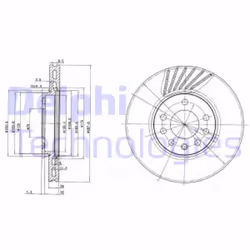 Dischi freno DELPHI BG3142 anteriore, ventilato, 2 Pezzo - Vista aggiuntiva 4