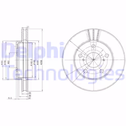 Dischi freno DELPHI BG3355 anteriore, ventilato, 2 Pezzo