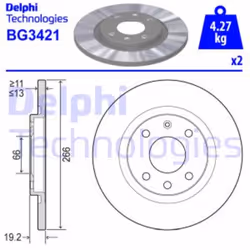 Dischi freno DELPHI BG3421 anteriore, pieno, 2 Pezzo - Vista aggiuntiva 4
