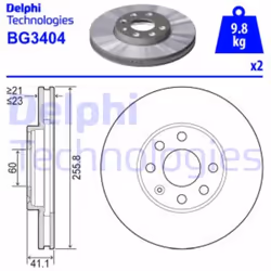 Dischi freno DELPHI BG3404 anteriore, ventilato, 2 Pezzo - Vista aggiuntiva 8