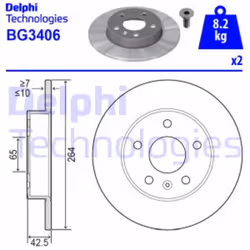 Dischi freno DELPHI BG3406 posteriore, pieno, 2 Pezzo - Vista aggiuntiva 4
