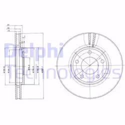 Dischi freno DELPHI BG3383 anteriore, ventilato, 2 Pezzo - Vista aggiuntiva 4
