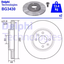 Dischi freno DELPHI BG3430 anteriore, ventilato, 2 Pezzo - Vista aggiuntiva 4
