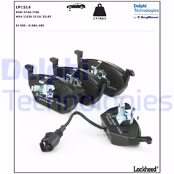 Set di pastiglie freno DELPHI LP1514, anteriore