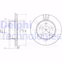 Dischi freno DELPHI BG3532 anteriore, ventilato, 2 Pezzo