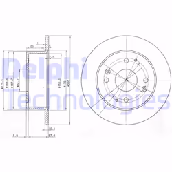 Dischi freno DELPHI BG3677 posteriore, pieno, 2 Pezzo