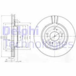 Dischi freno DELPHI BG3747 anteriore, ventilato, 2 Pezzo