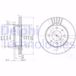 Dischi freno DELPHI BG3749 anteriore, ventilato, 2 Pezzo