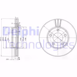 Dischi freno DELPHI BG3927 anteriore, ventilato, 2 Pezzo