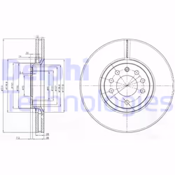 Dischi freno DELPHI BG3973 anteriore, ventilato, 2 Pezzo