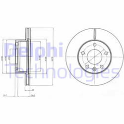 Dischi freno DELPHI BG4022 anteriore, ventilato, 2 Pezzo