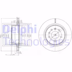 Dischi freno DELPHI BG4043 posteriore, ventilato, 2 Pezzo