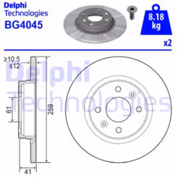 Dischi freno DELPHI BG4045 anteriore, pieno, 2 Pezzo - Vista aggiuntiva 4