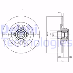 Disco freno DELPHI BG9025RS posteriore, pieno, 1 Pezzo