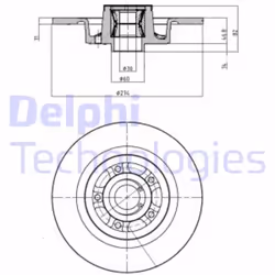 Disco freno DELPHI BG9026RS posteriore, pieno, 1 Pezzo