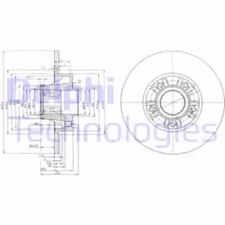 Disco freno DELPHI BG9031RS posteriore, pieno, 1 Pezzo