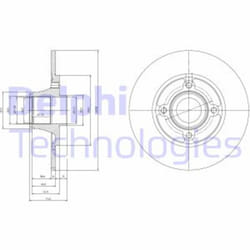 Disco freno DELPHI BG9033RS posteriore, pieno, 1 Pezzo