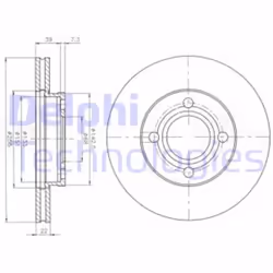 Dischi freno DELPHI BG2272, anteriore, ventilato, 2 Pezzo