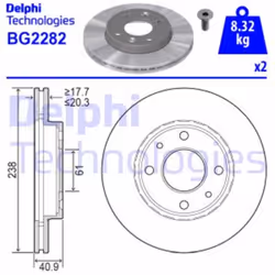 Dischi freno DELPHI BG2282, anteriore, ventilato, 2 Pezzo - Vista aggiuntiva 4