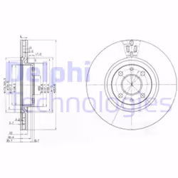 Dischi freno DELPHI BG2407 anteriore, ventilato, 2 Pezzo