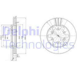 Dischi freno DELPHI BG2457 anteriore, ventilato, 2 Pezzo