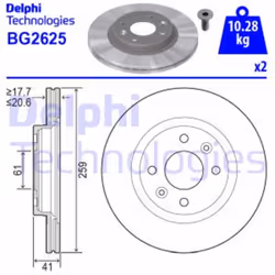 Dischi freno DELPHI BG2625, anteriore, ventilato, 2 Pezzo - Vista aggiuntiva 4