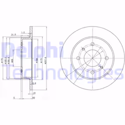 Dischi freno DELPHI BG2633 posteriore, pieno, 2 Pezzo