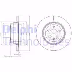 Dischi freno DELPHI BG4168 posteriore, ventilato, 2 Pezzo - Vista aggiuntiva 5