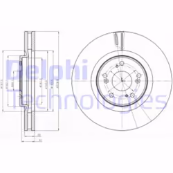 Dischi freno DELPHI BG4225 anteriore, ventilato, 2 Pezzo - Vista aggiuntiva 5