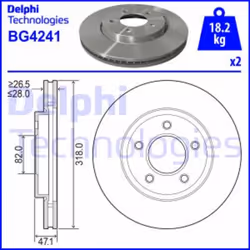 Dischi freno DELPHI BG4241 anteriore, ventilato, 2 Pezzo