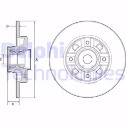 Disco freno DELPHI BG9116RS posteriore, pieno, 1 Pezzo