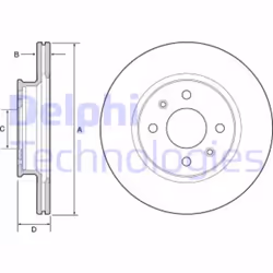 Dischi freno DELPHI BG4535 anteriore, ventilato, 2 Pezzo