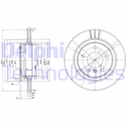 Dischi freno DELPHI BG3530C posteriore, ventilato, 2 Pezzo