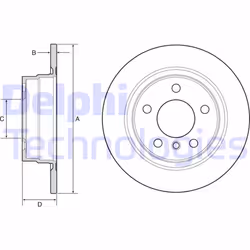 Dischi freno DELPHI BG4649C posteriore, pieno, altamente carbonizzato, 2 Pezzo