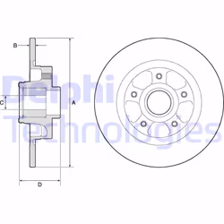 Disco freno DELPHI BG9132RS posteriore, pieno, 1 Pezzo
