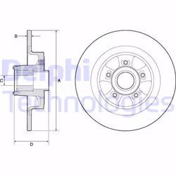 Disco freno DELPHI BG9133RS posteriore, pieno, 1 Pezzo