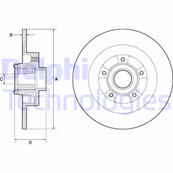 Disco freno DELPHI BG9134RS posteriore, pieno, 1 Pezzo