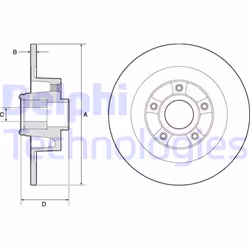 Disco freno DELPHI BG9135RS posteriore, pieno, 1 Pezzo