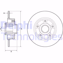Disco freno DELPHI BG9137RS posteriore, pieno, 1 Pezzo